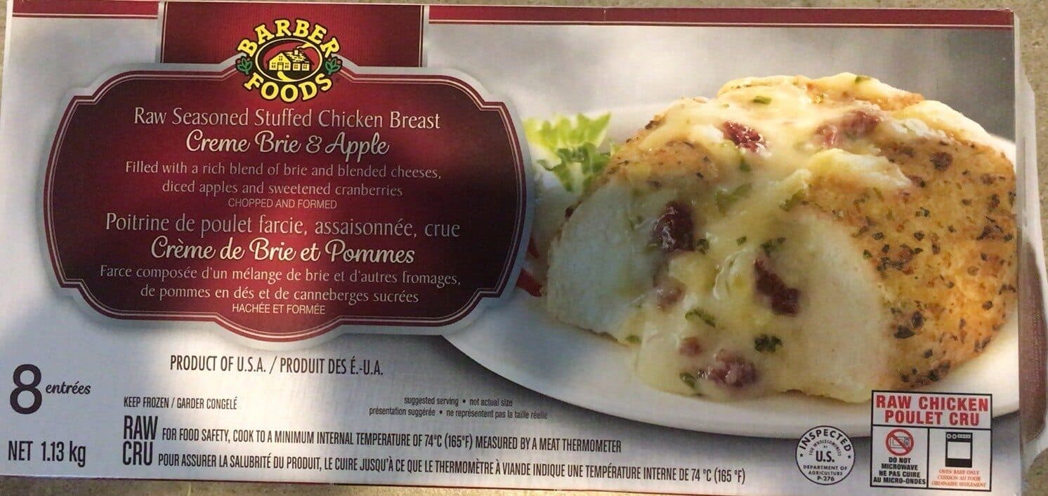 Barber Foods Raw seasoned stuffed chicken breast packshot