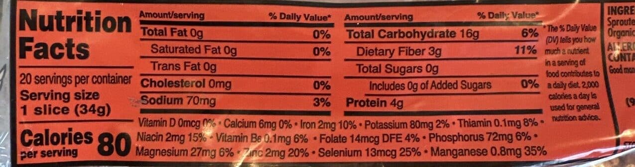 Food for Life Flourless Sprouted Grain Bread packshot