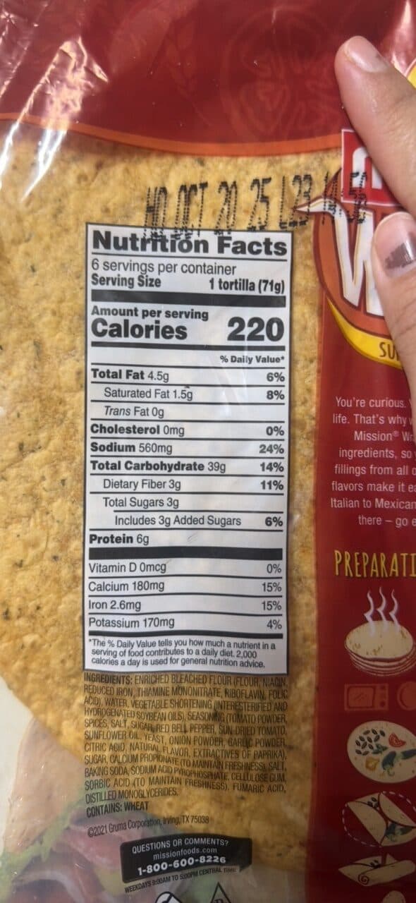 Mission Wraps Sun-Dried Tomato Basil packshot
