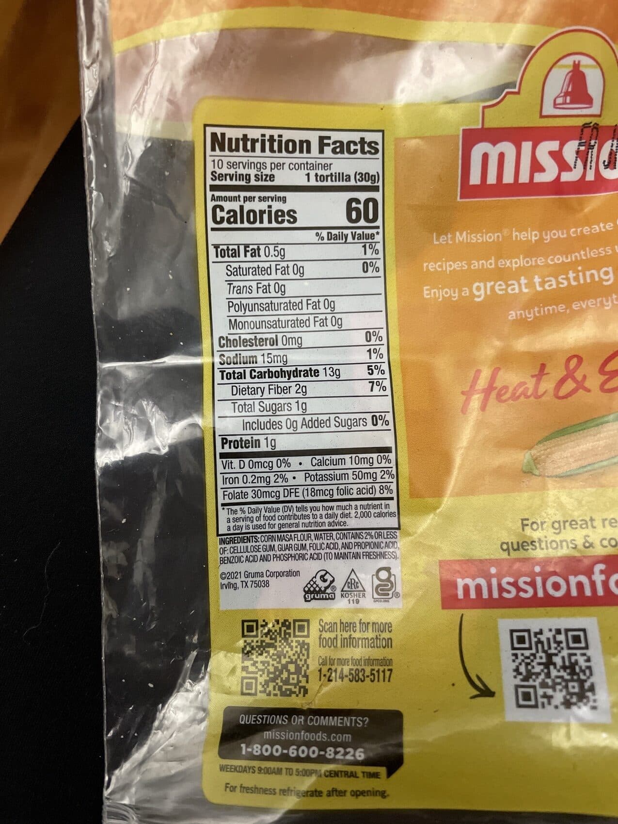 Gruma Corporation White corn super size tortillas, white corn 10 packshot