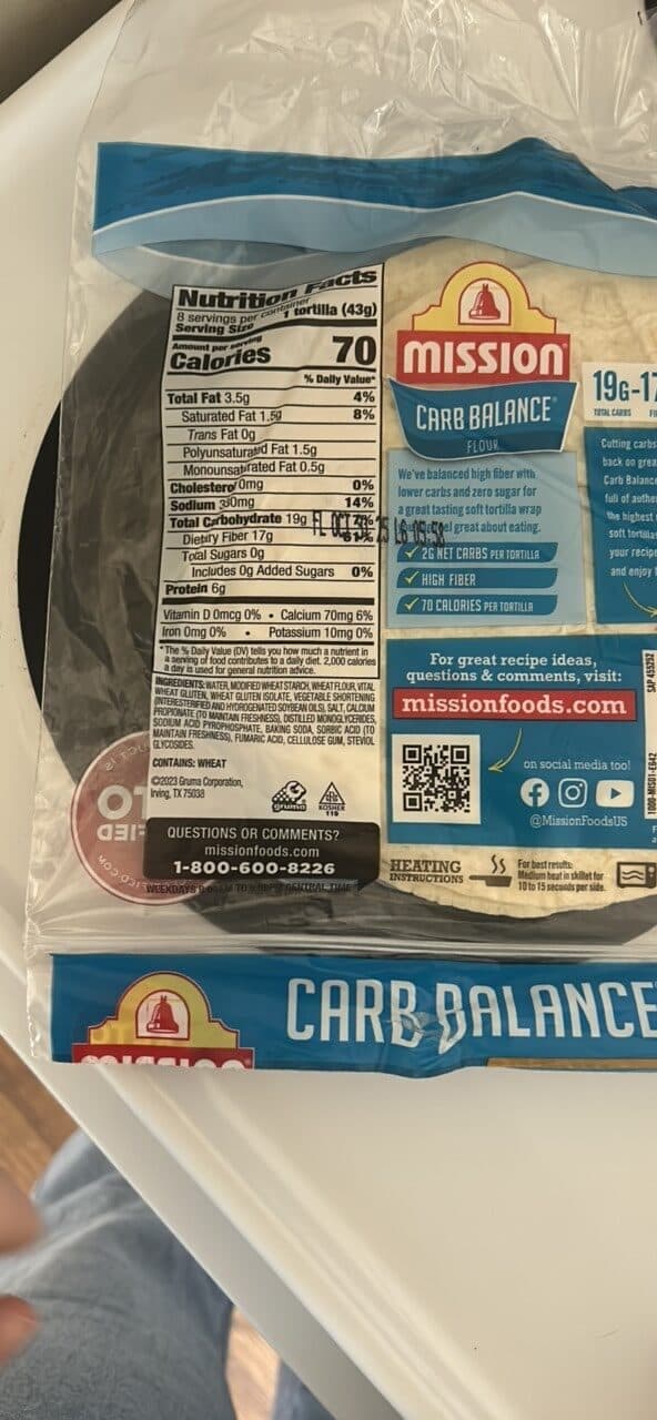 Mission Mission Carb Balance Flour Tortilla Wraps packshot