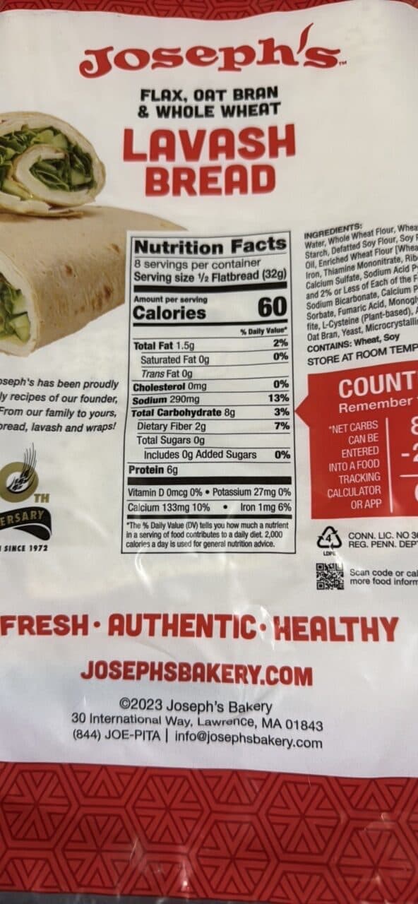 Joseph's Flax, Oat Bran & Whole Wheat Lavash Bread packshot