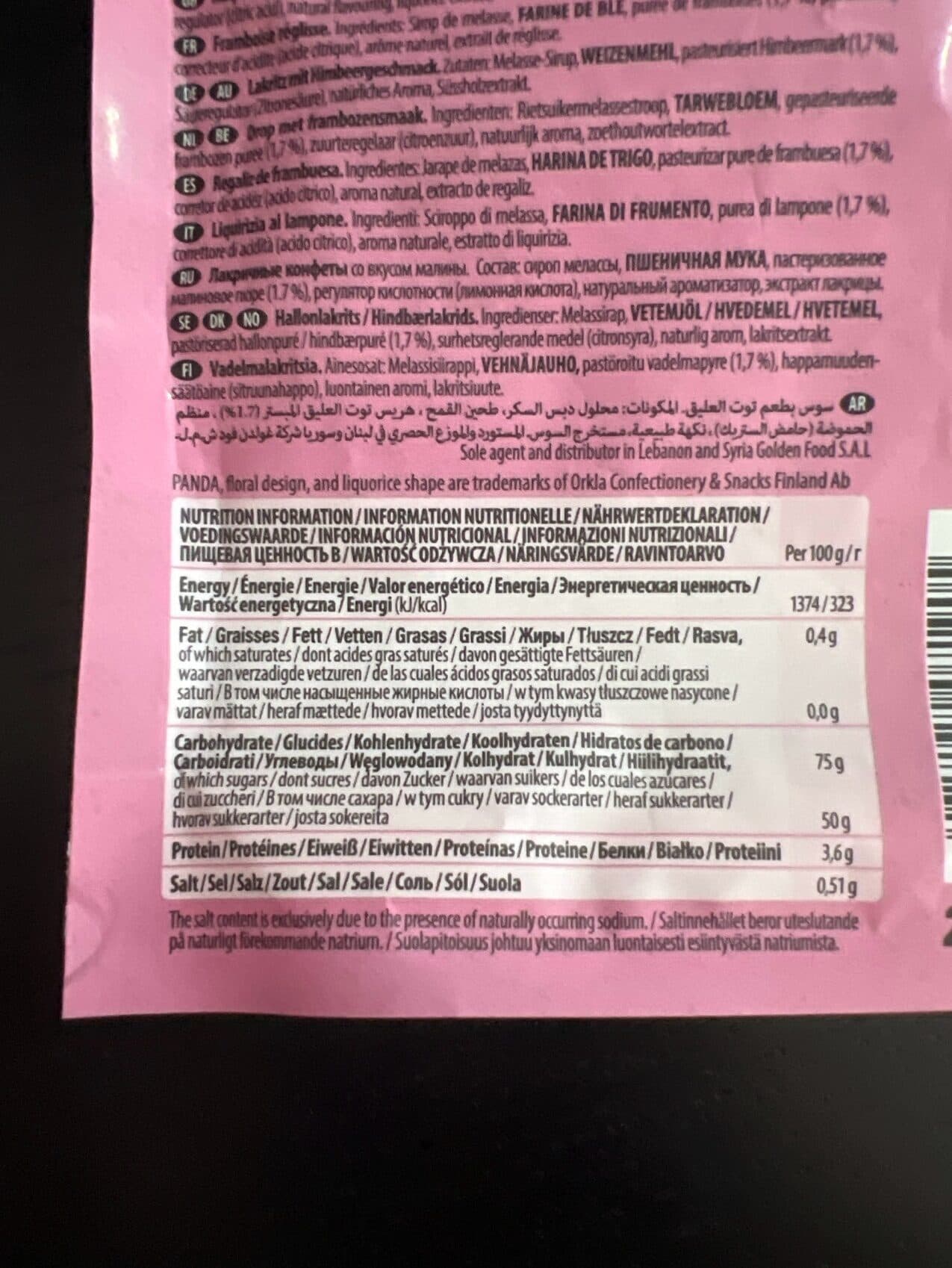 Panda Natural Raspberry Liquorice packshot