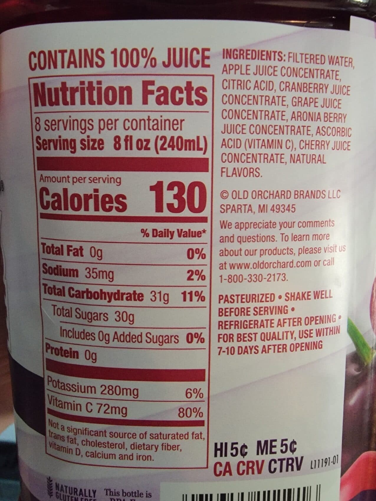 Old Orchard 100% Juice packshot