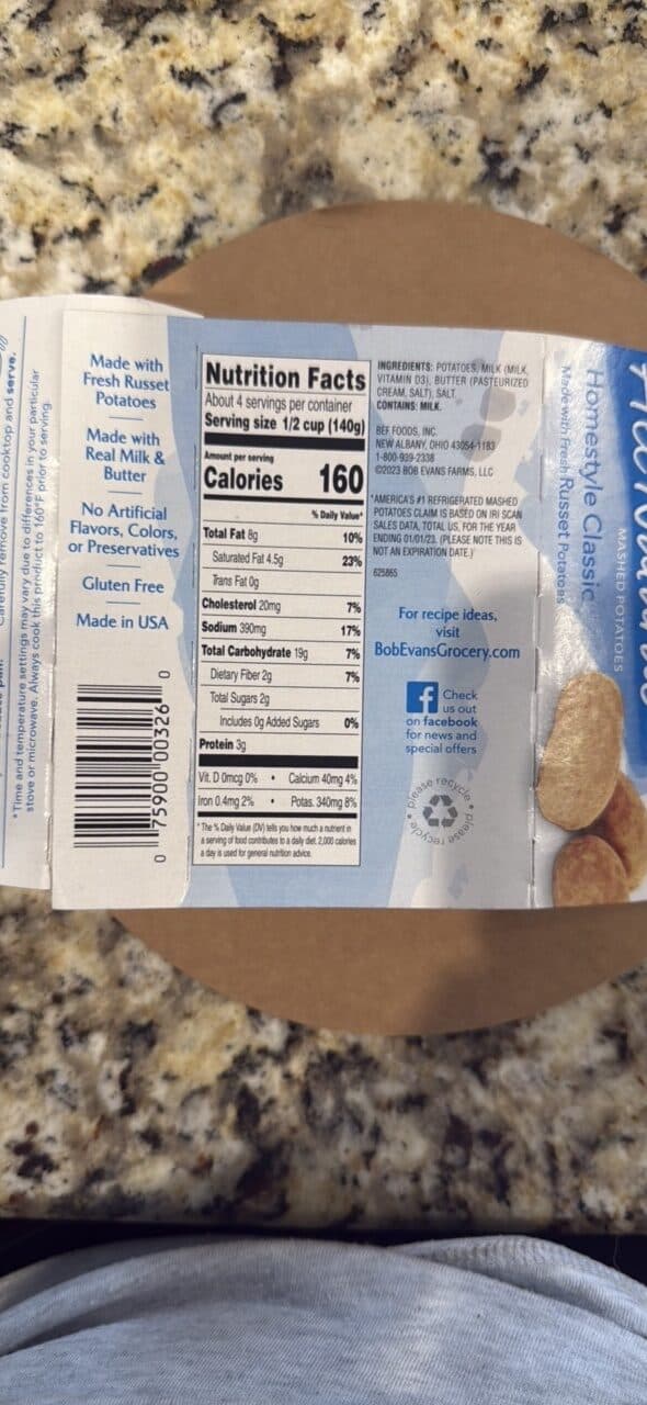 Bob Evans Mashed Potatoes packshot