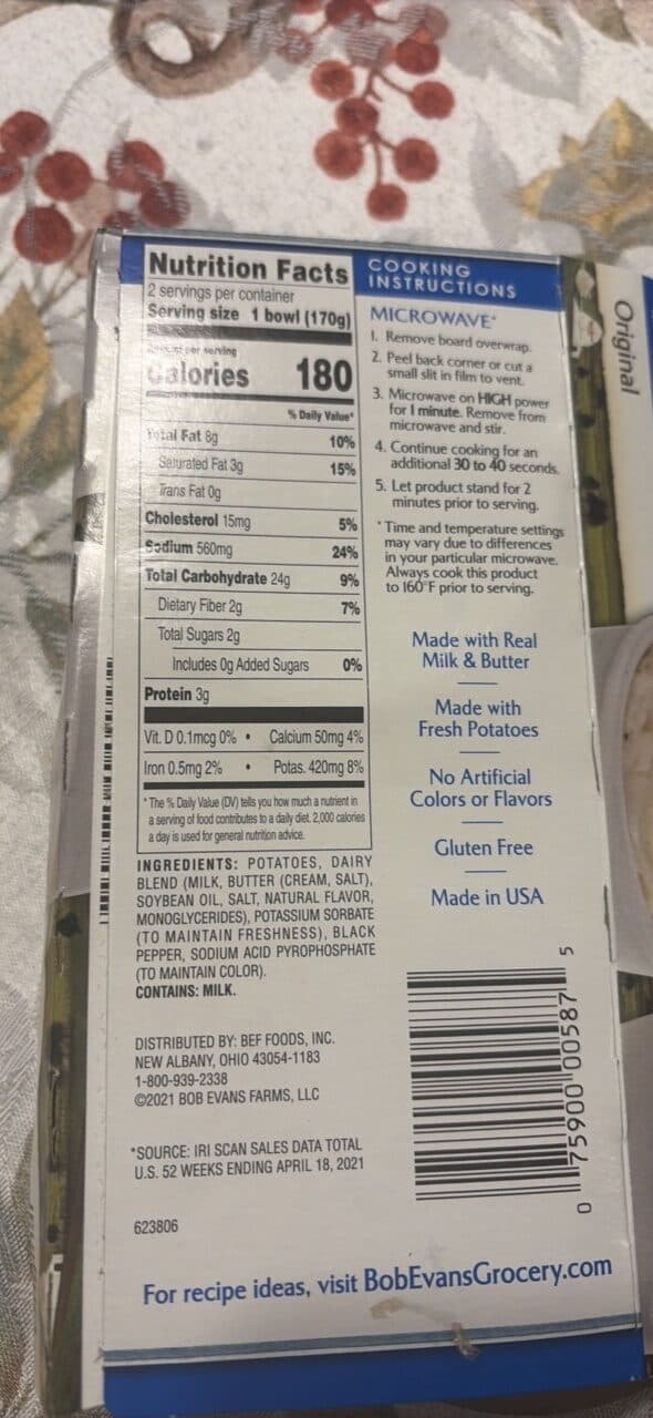 Bob Evans Mashed Potatoes packshot