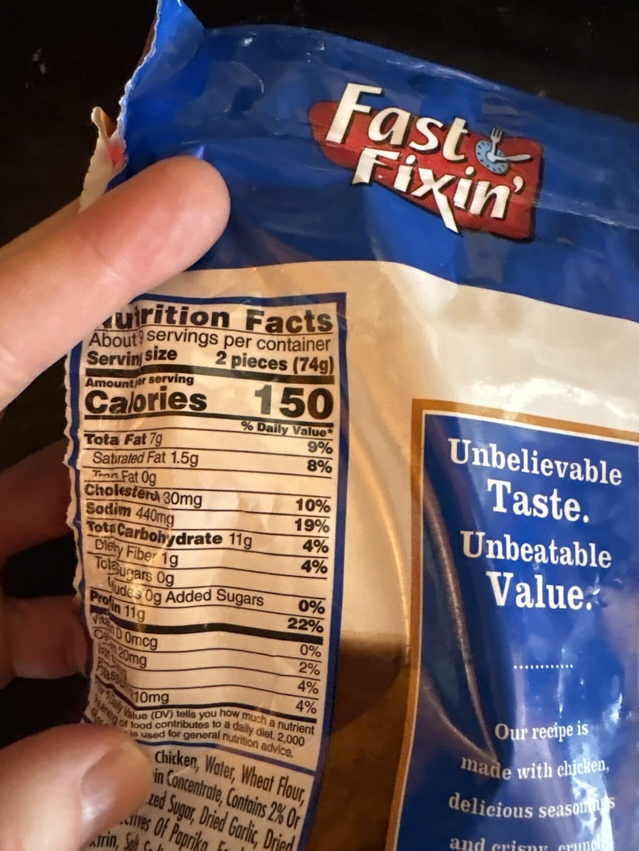 Fast Fixin' Breaded Strip Chicken Breast Patties With Rib packshot