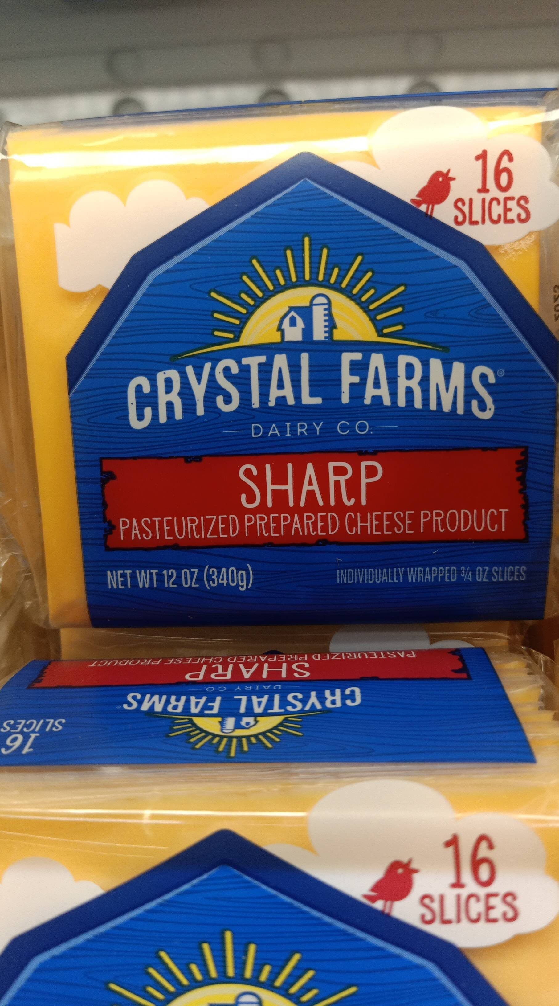 Crystal Farms Sharp Cheddar Singles packshot