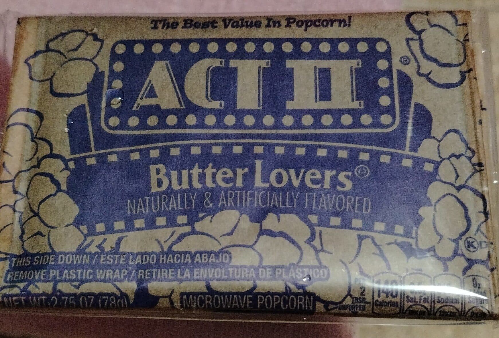 ACT II Butter Lovers Microwave Popcorn packshot