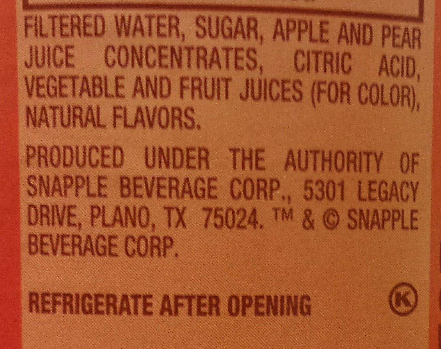 Snapple Juice drink packshot