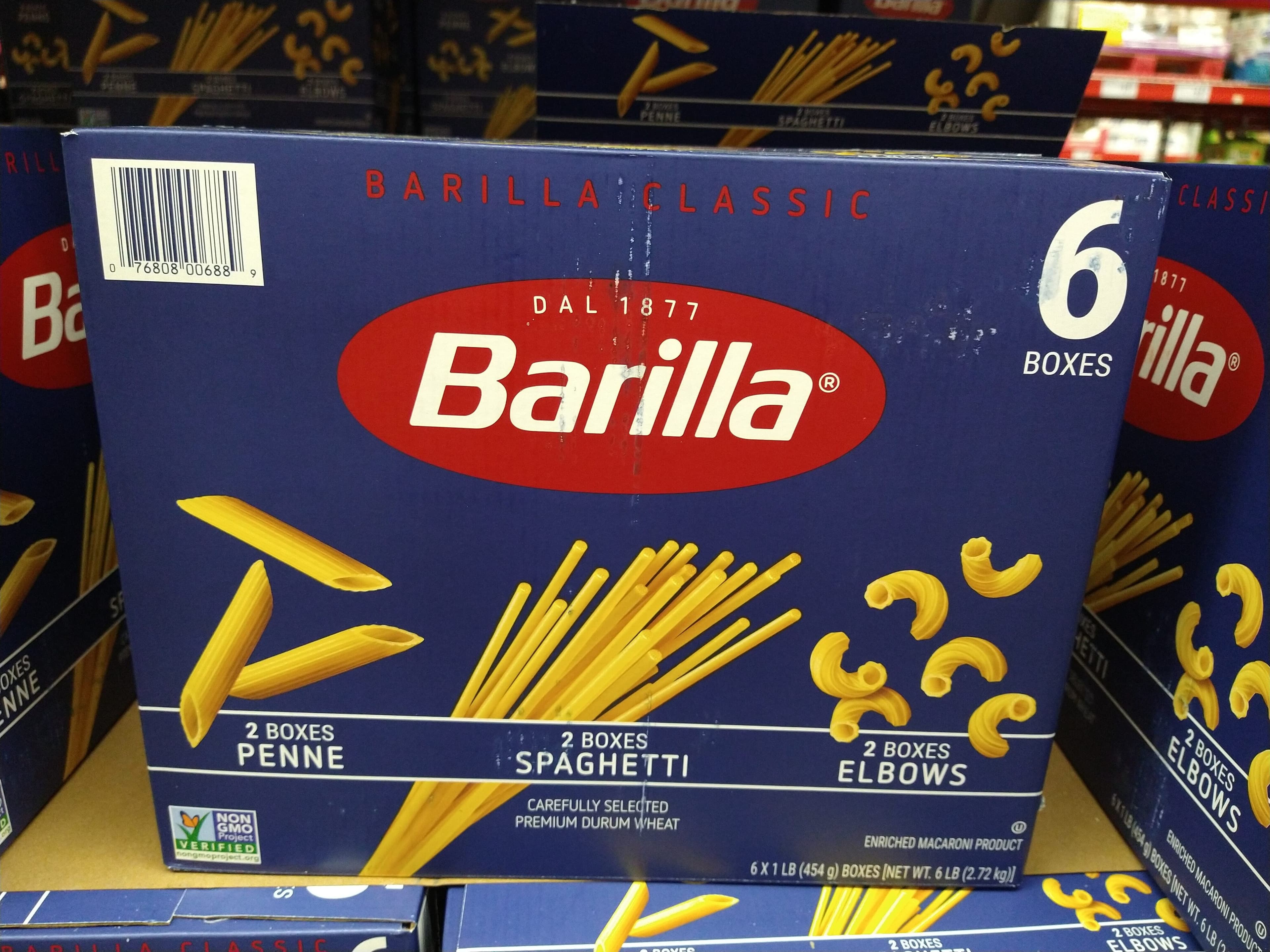 Barilla Enriched macaroni product, elbows, spaghetti, penne packshot