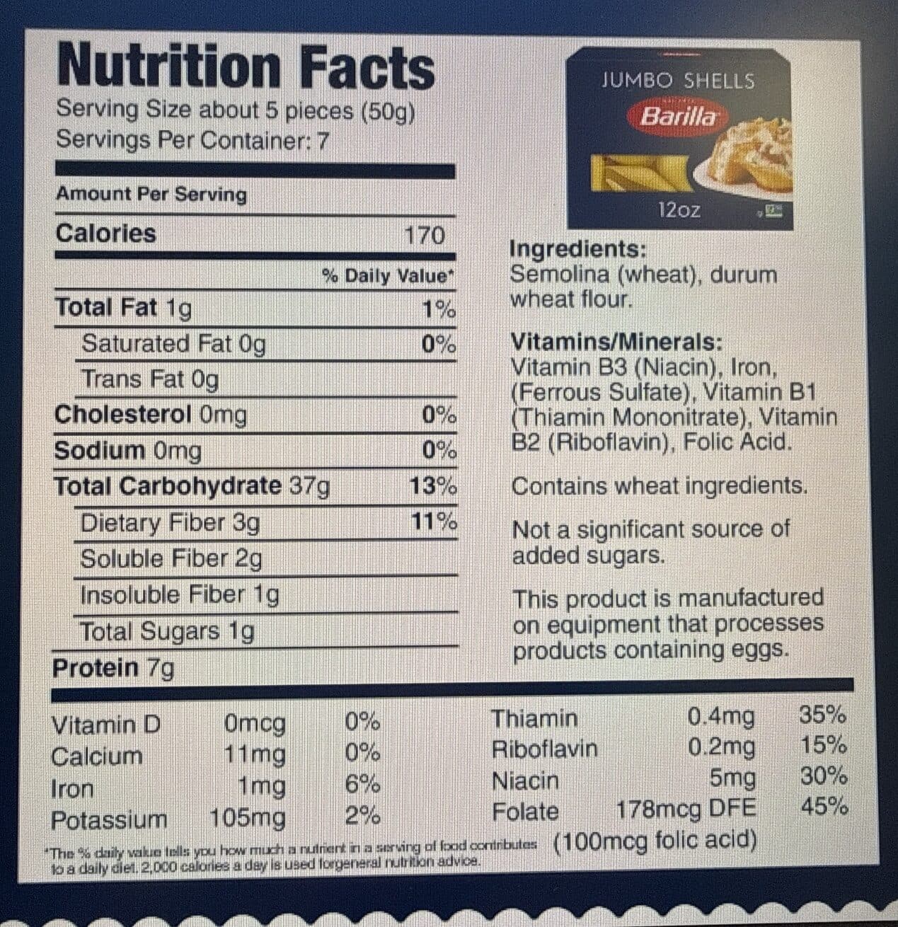 Barilla Jumbo Shells packshot