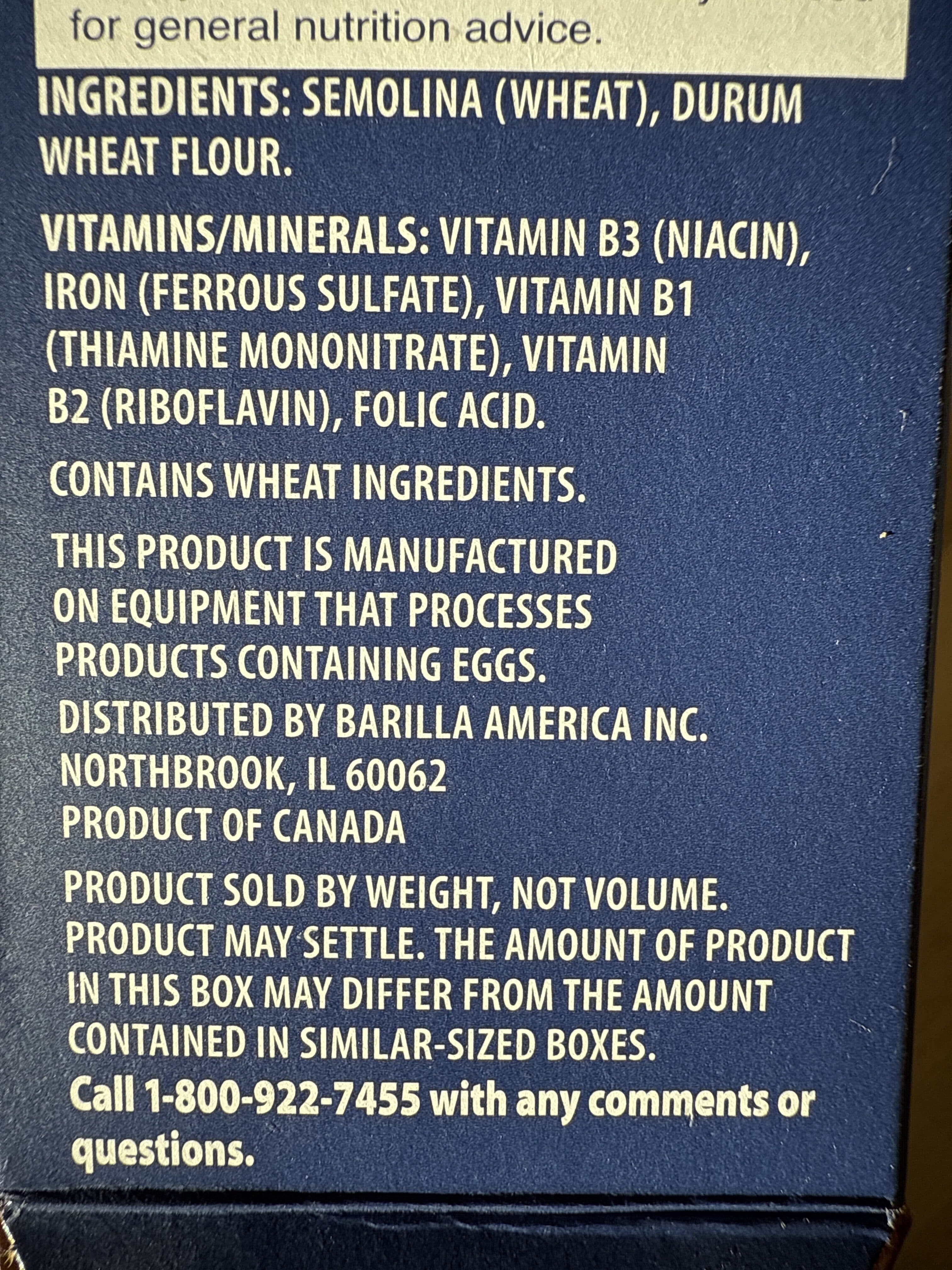 Barilla Manicotti packshot