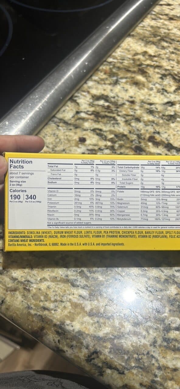 Barilla PROTEIN+ ANGEL HAIR DURUM WHEAT & LEGUME PASTA packshot