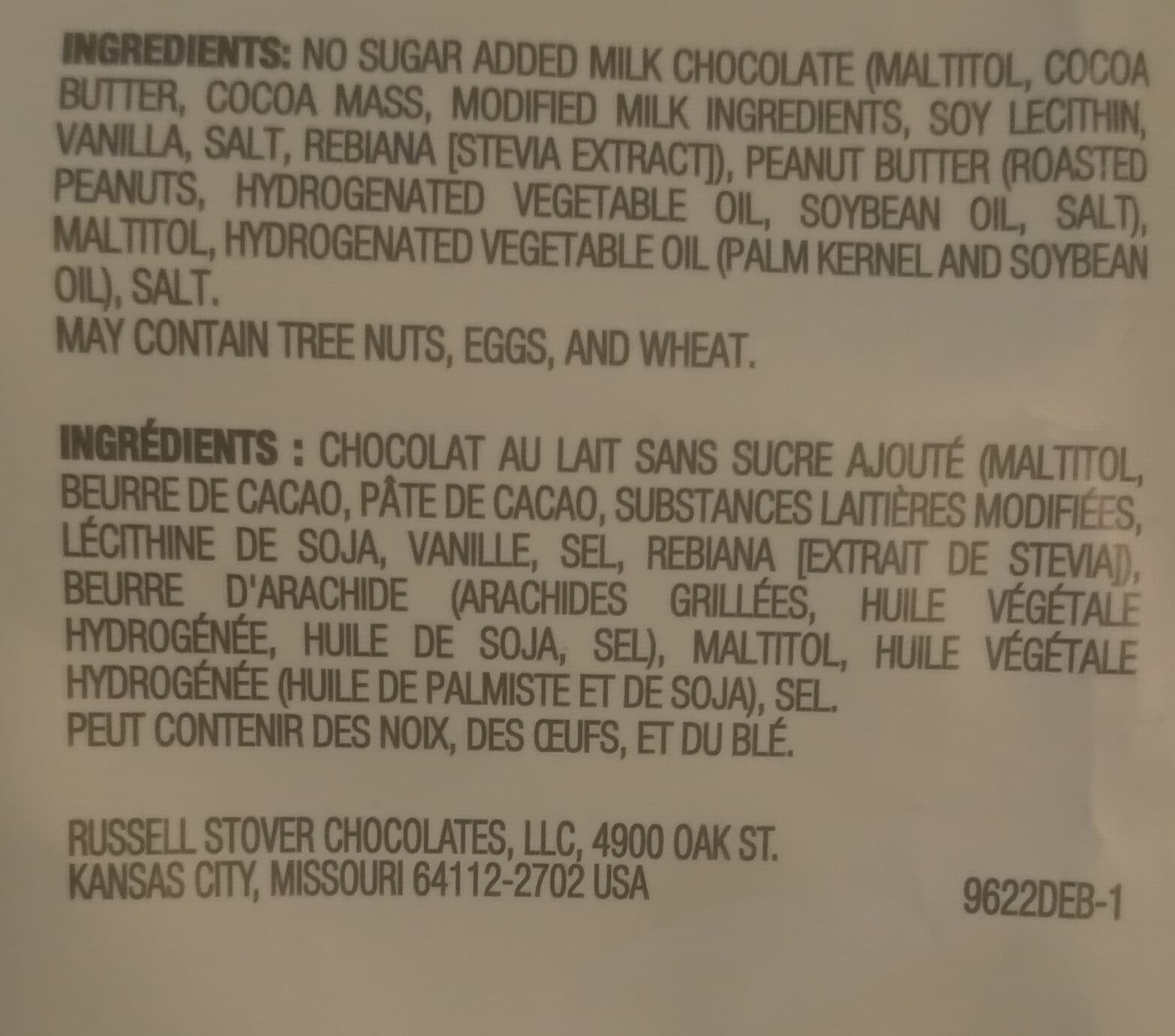 Russell Stover No Sugar Added Peanut Butter Cups packshot