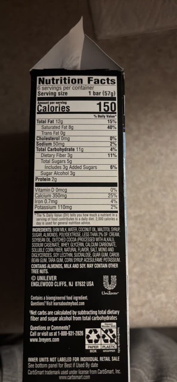 Breyers Carb Smart Almond Bars packshot