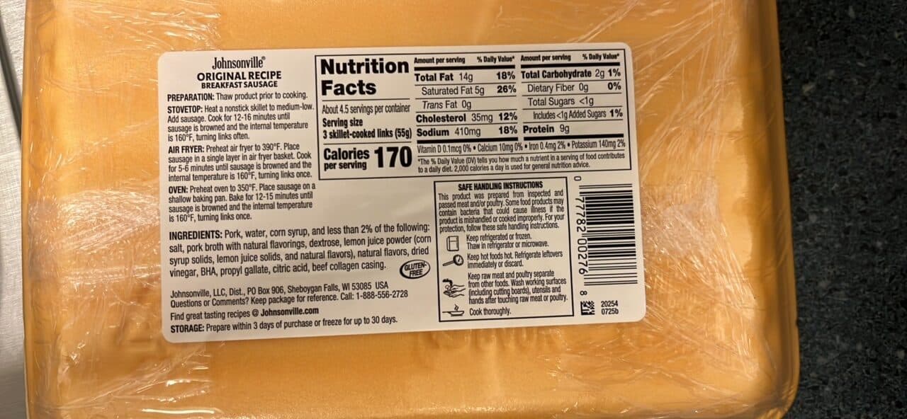 Johnsonville ORIGINAL RECIPE Breakfast Sausage packshot