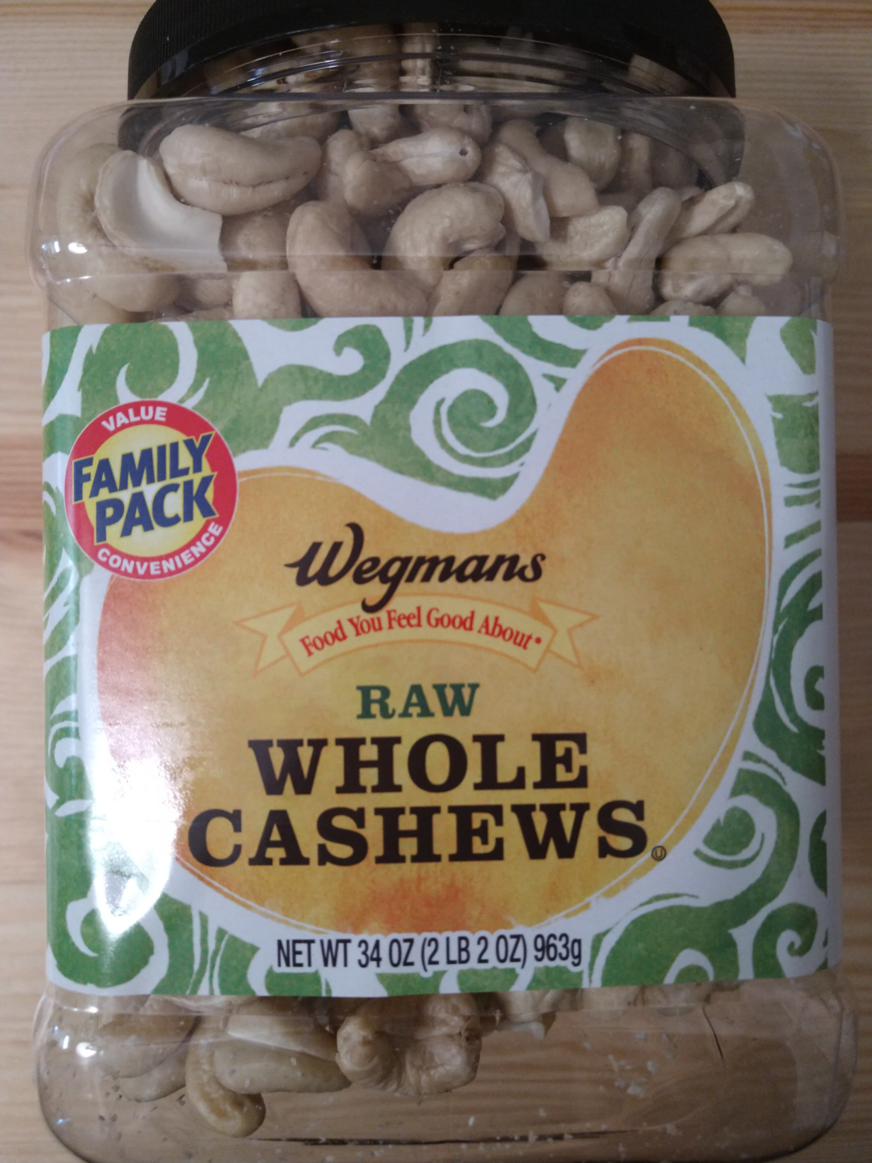 Wegmans Raw Whole Cashews packshot