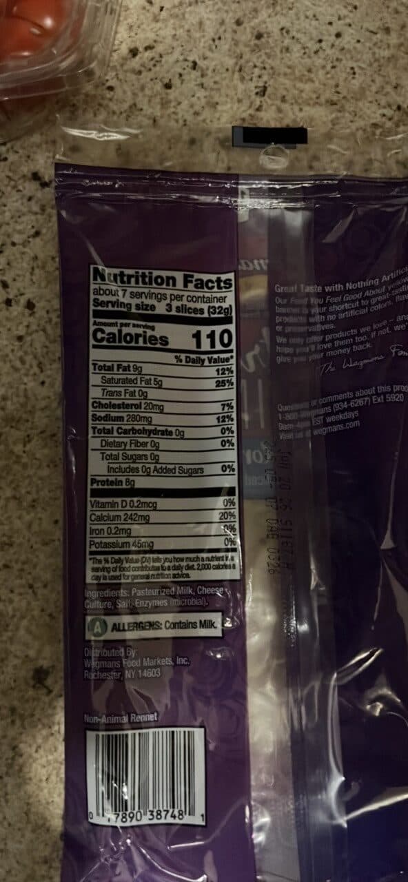Wegmans Extra Thin Provolone Not Smoked - Sliced Cheese packshot