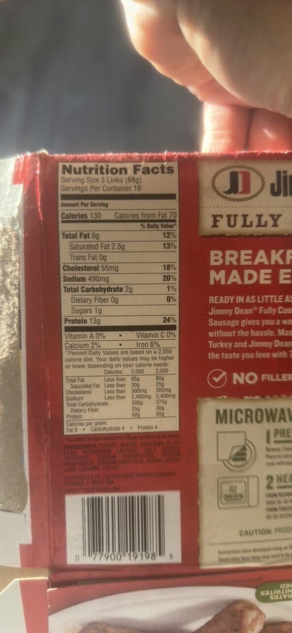 Jimmy Dean Turkey Sausage Links packshot