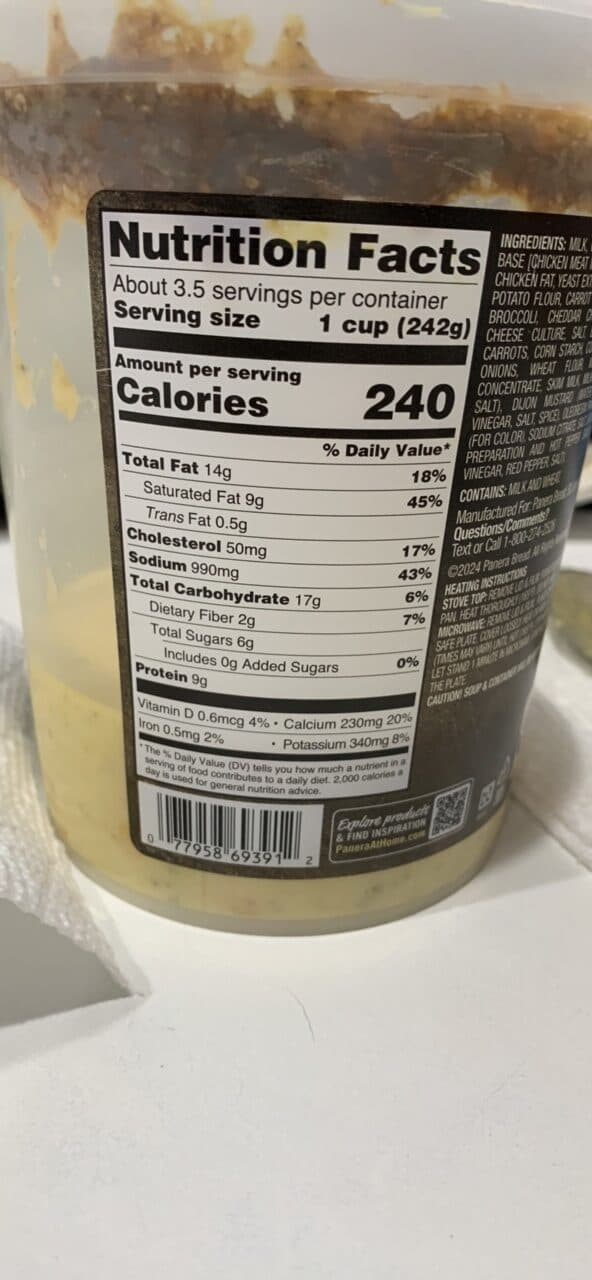 Panera Bread Broccoli Cheddar Soup packshot