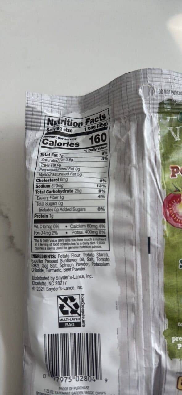 eatsmart VEGGIE CRISPS Sea Salt packshot