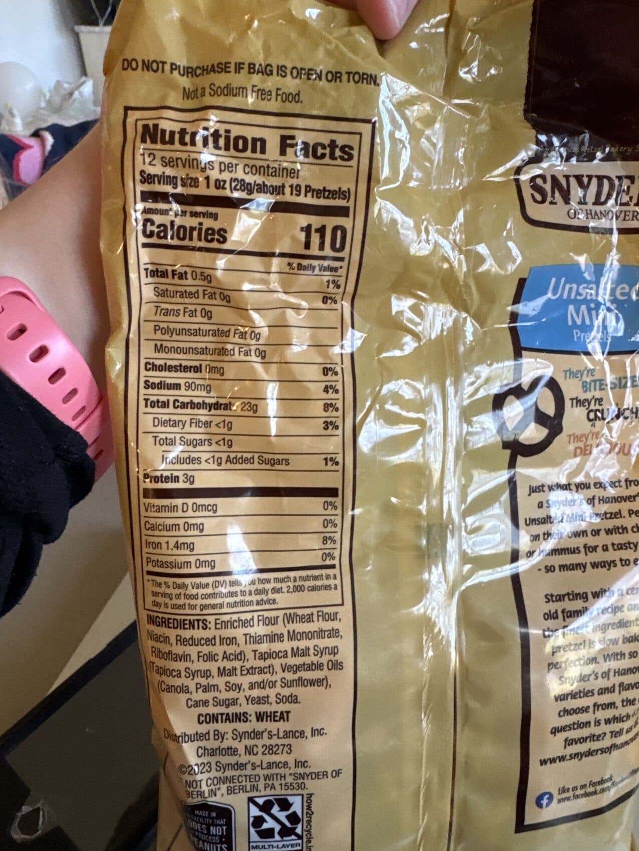Synder's Of Hanover Unsalted Mini Pretzels packshot