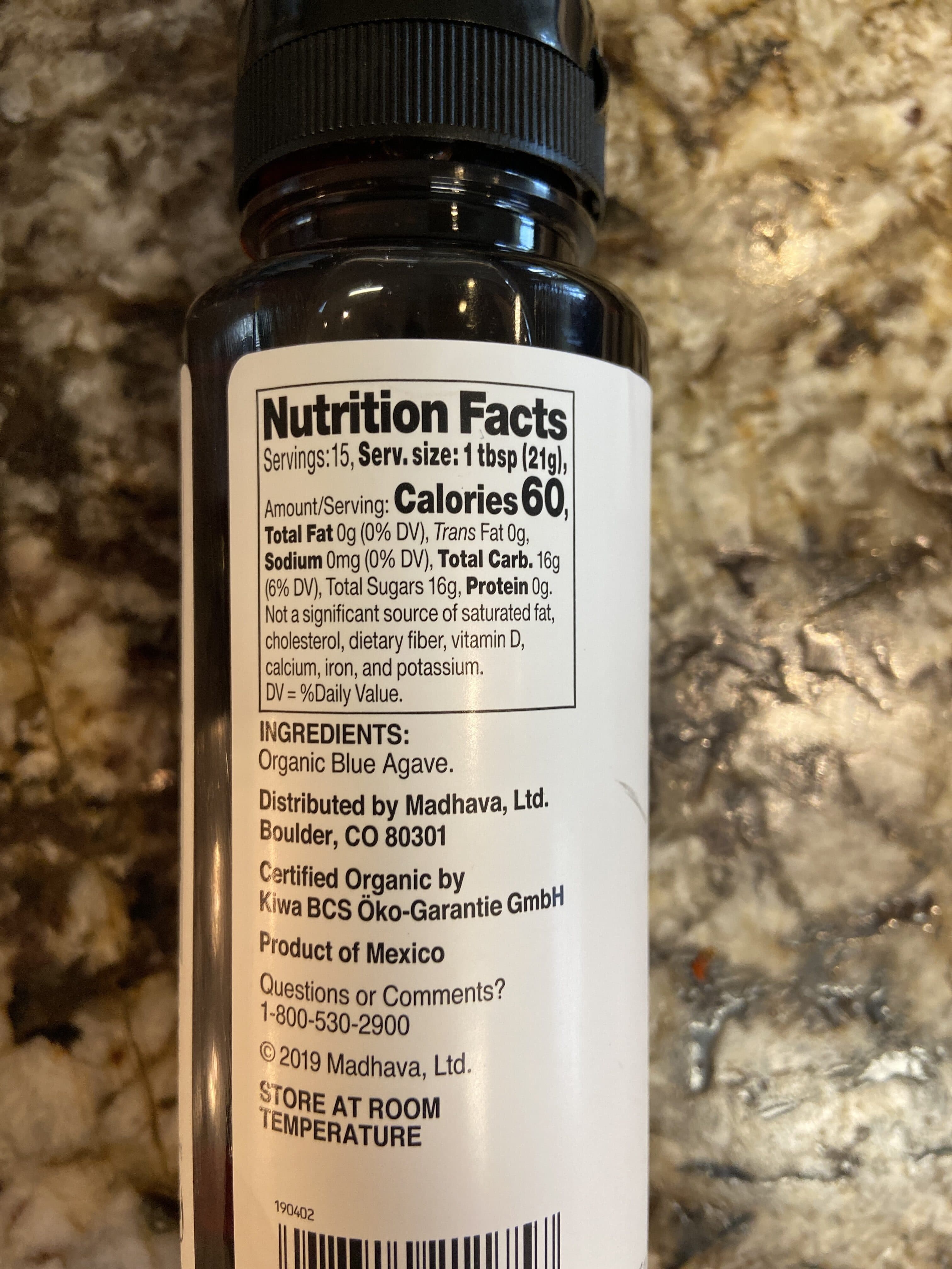 madhava Organic Amber Agave packshot