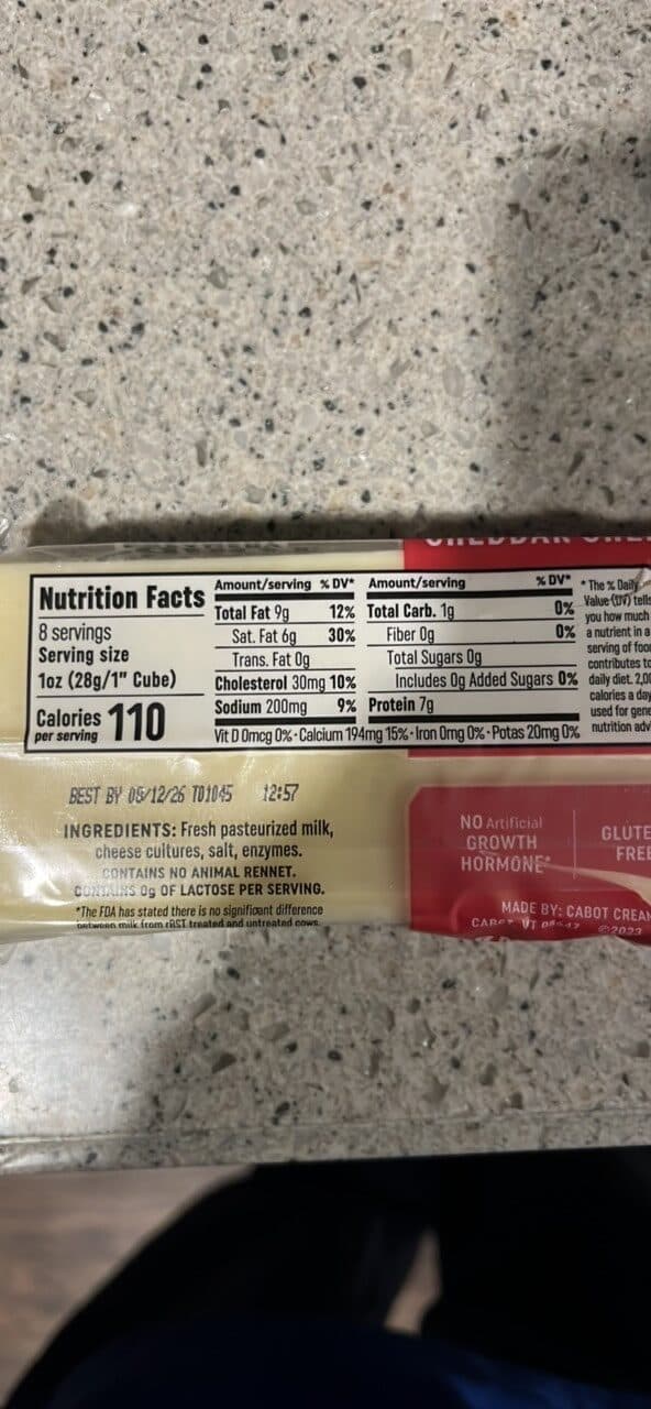 Cabot Creamery Seriously Sharp Cheddar Cheese packshot