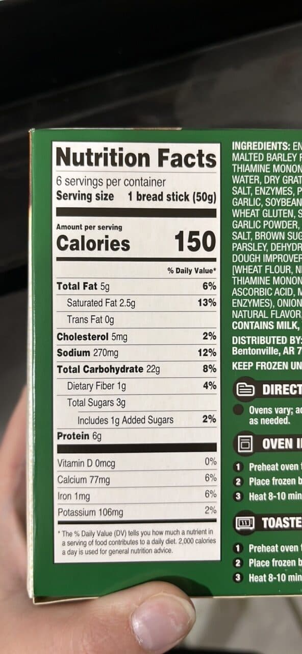 Great Value Garlic Bread Sticks packshot