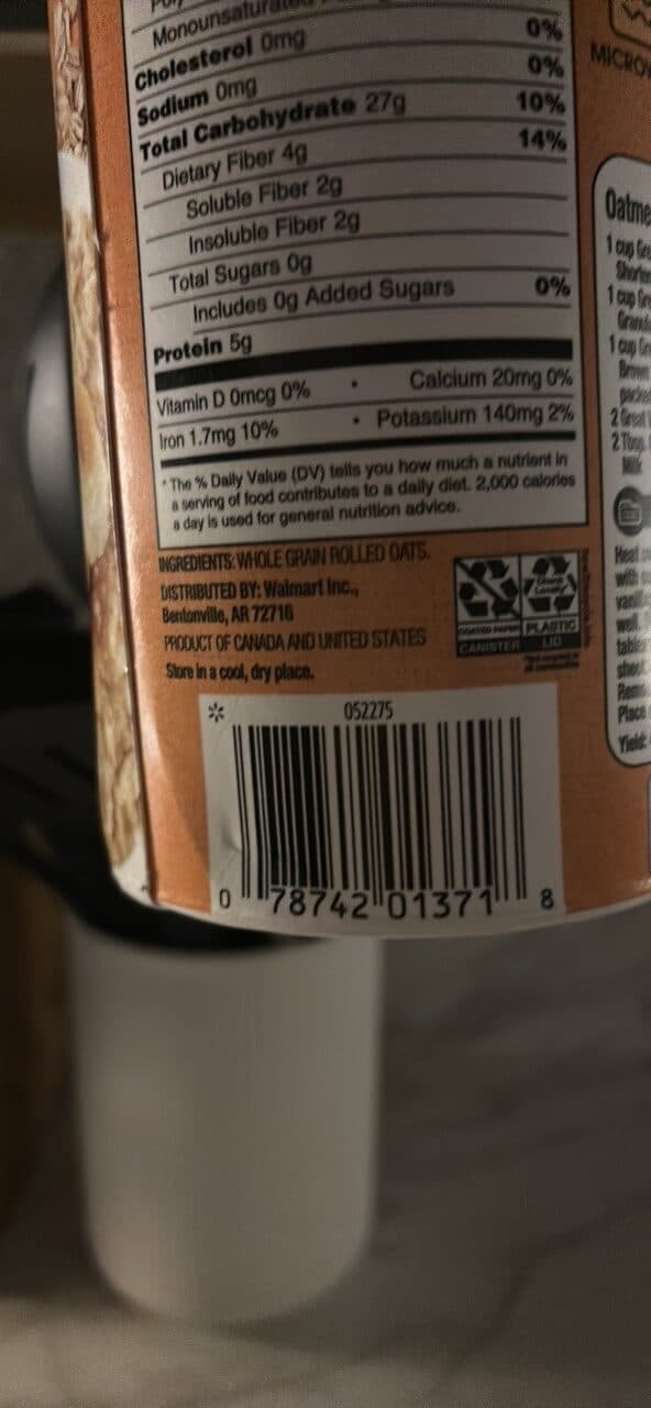 Great Value Old Fashioned Oats packshot