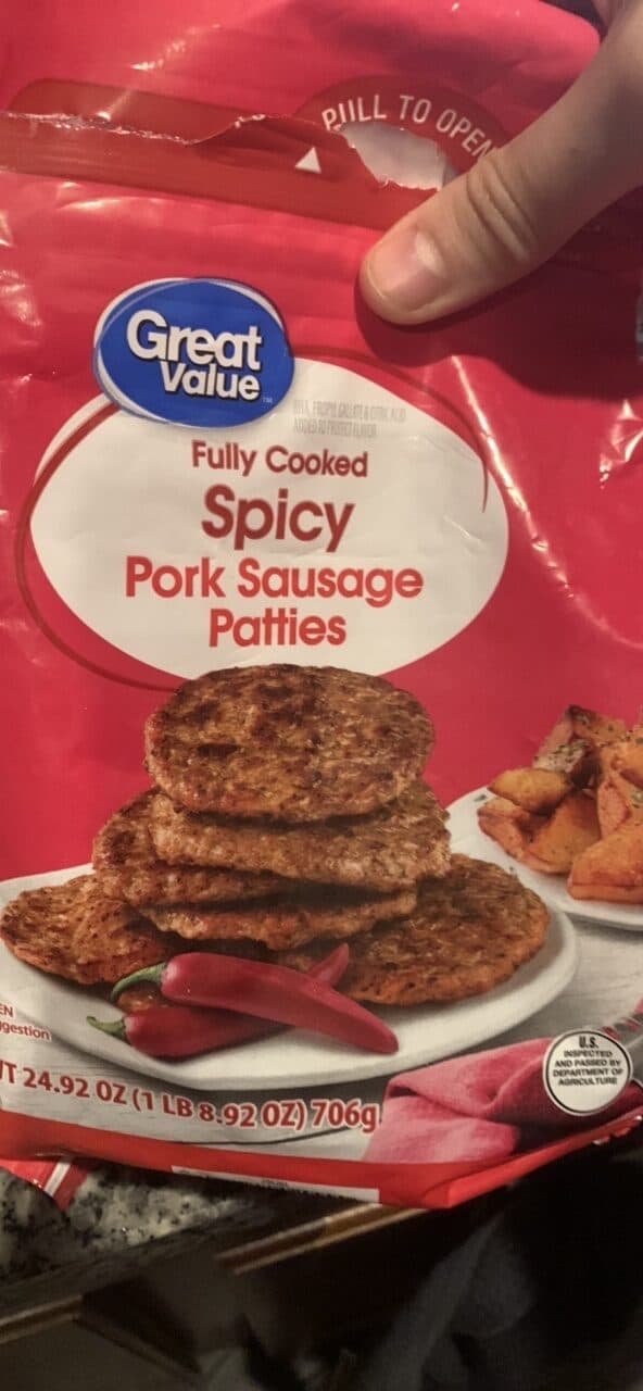 Great Value Spicy Pork Sausage Patties packshot