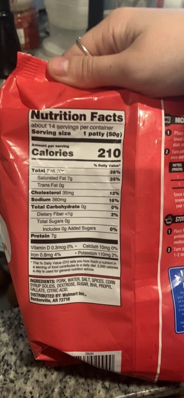 Great Value Spicy Pork Sausage Patties packshot