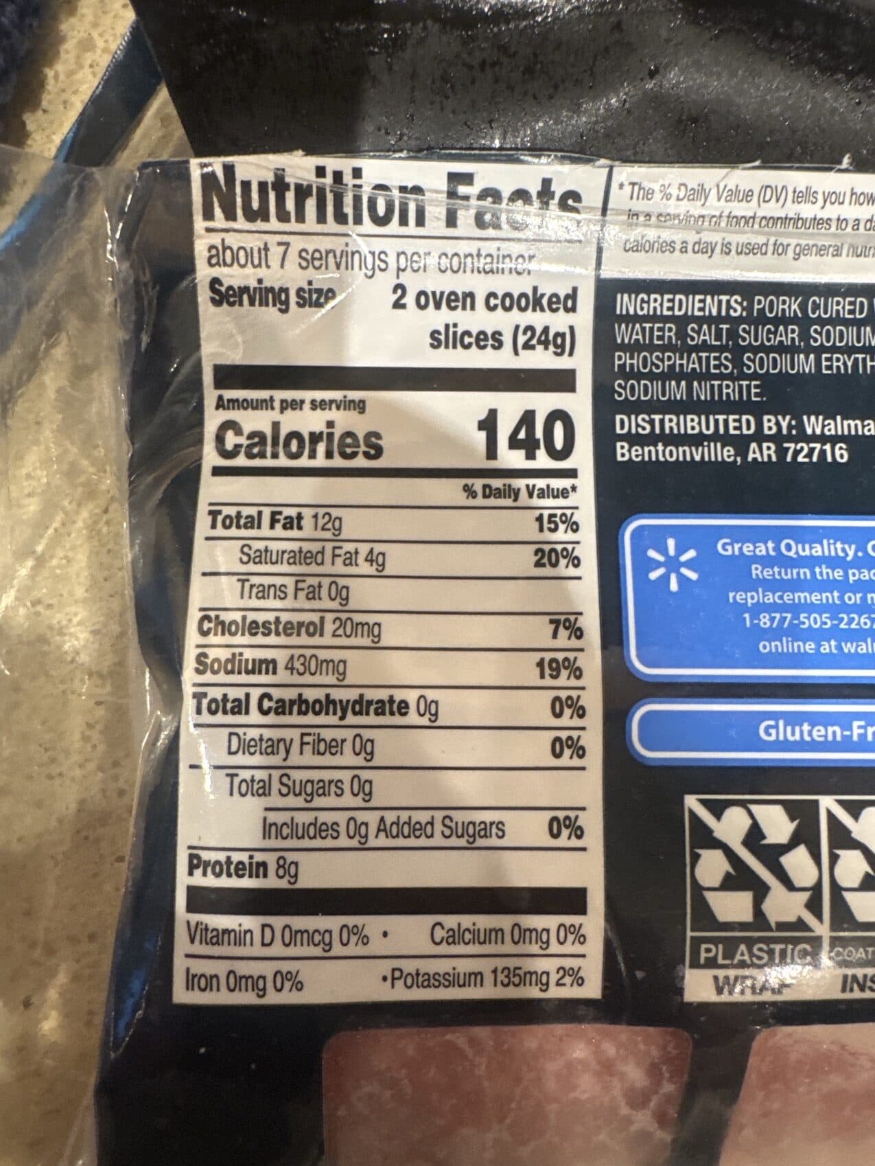 Great Value Thick Sliced Bacon packshot