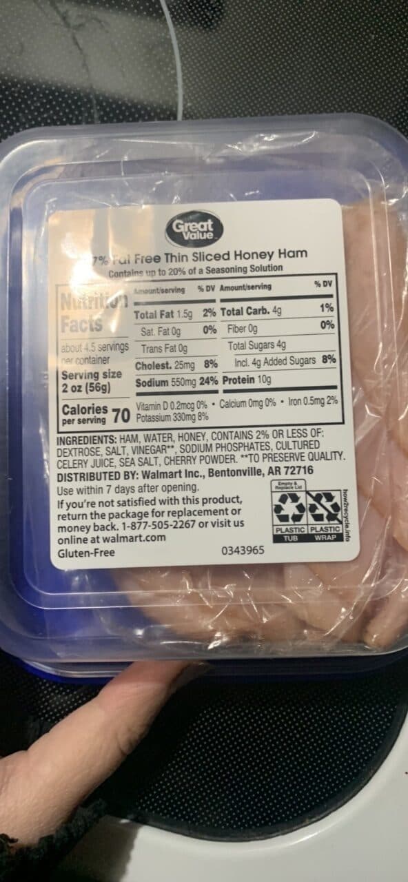 Great Value Honey Uncured Ham packshot