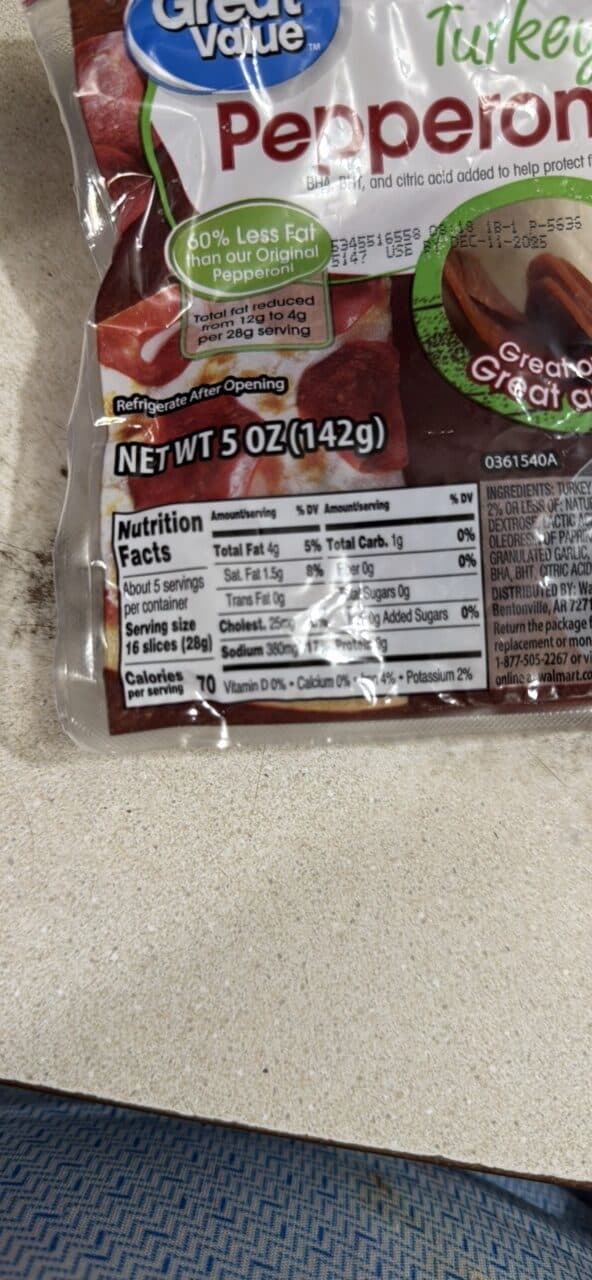 Great Value Turkey Pepperoni packshot