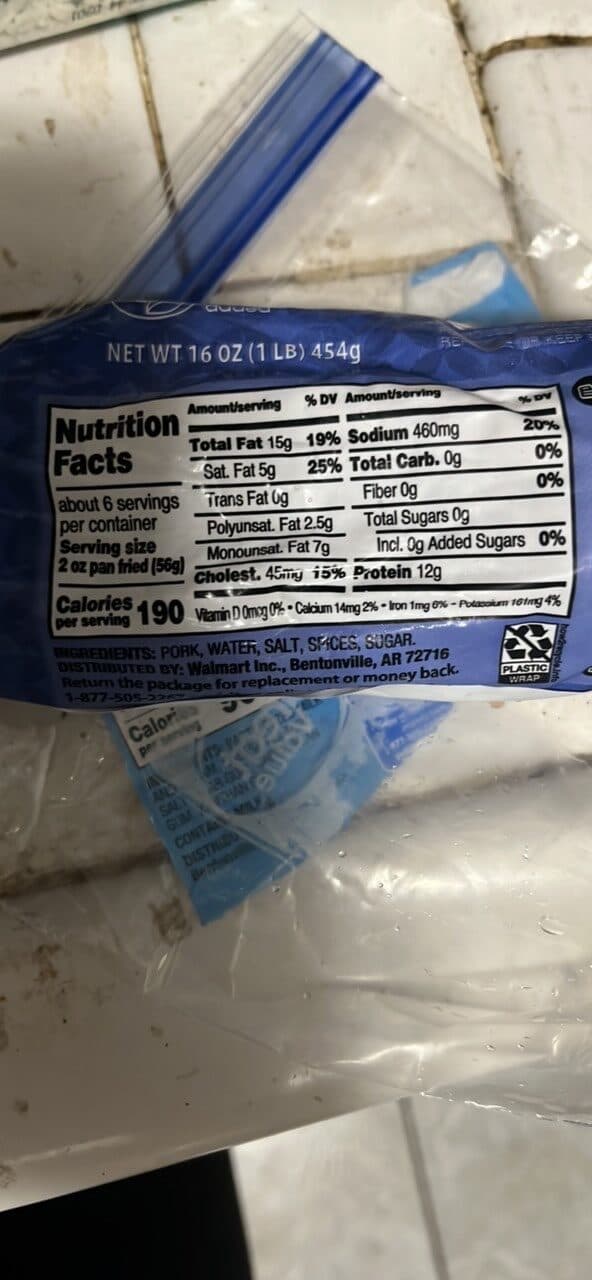 Great Value Original Premium Sausage with added spices packshot