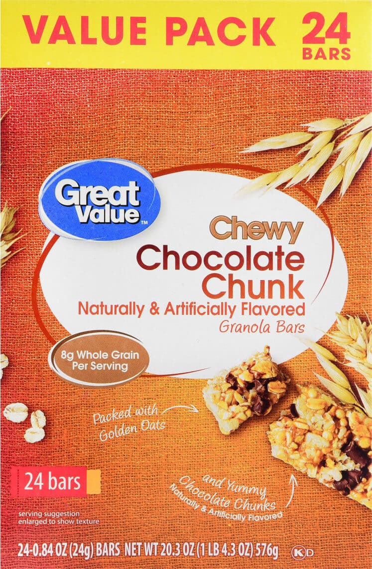 Great Value Chocolate Chip Chewy Granola Bars packshot