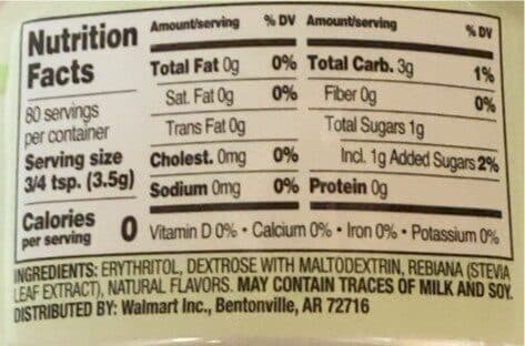 Great Value No calorie stevia packshot