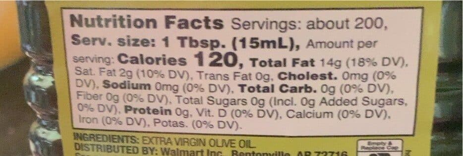 Great Value Extra virgin olive oil packshot