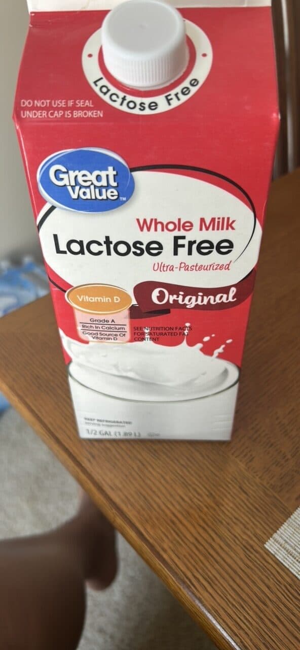 Great Value Lactose Free Whole Milk packshot
