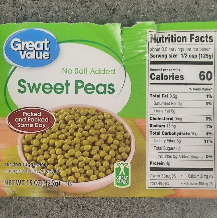Great Value Sweet Peas packshot
