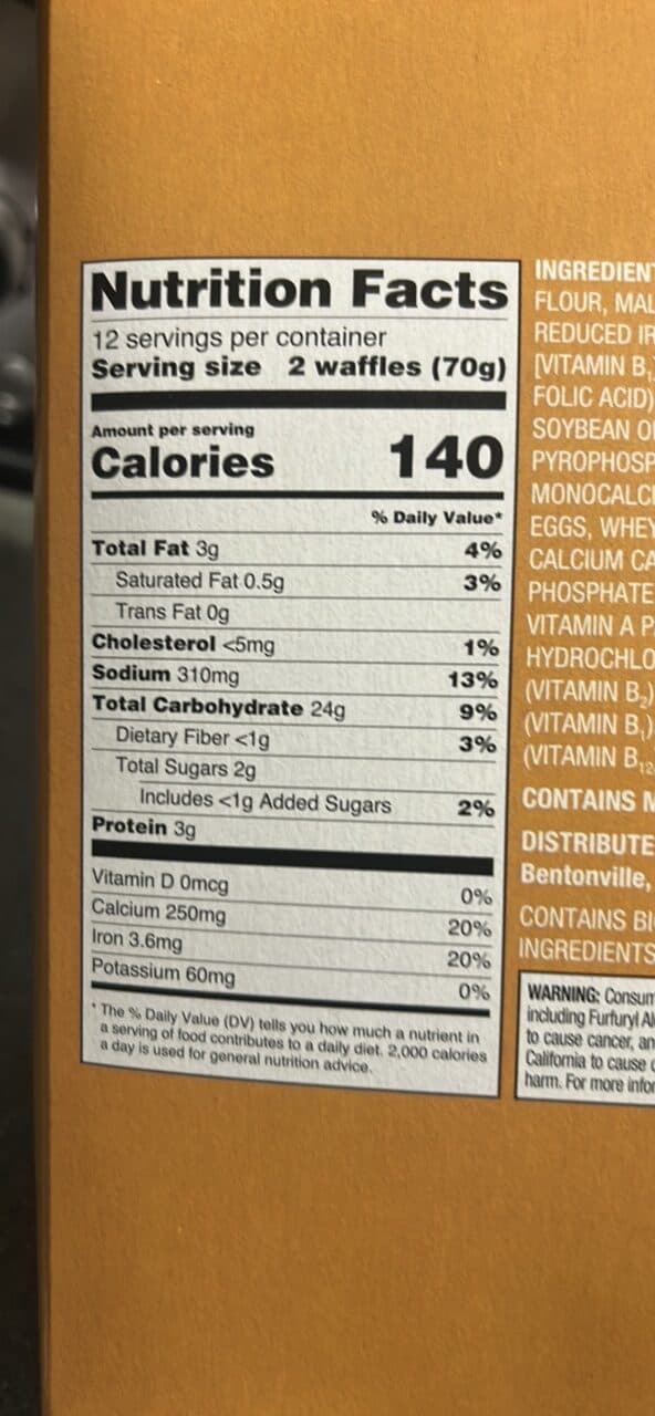 Great Value Buttermilk Waffles packshot