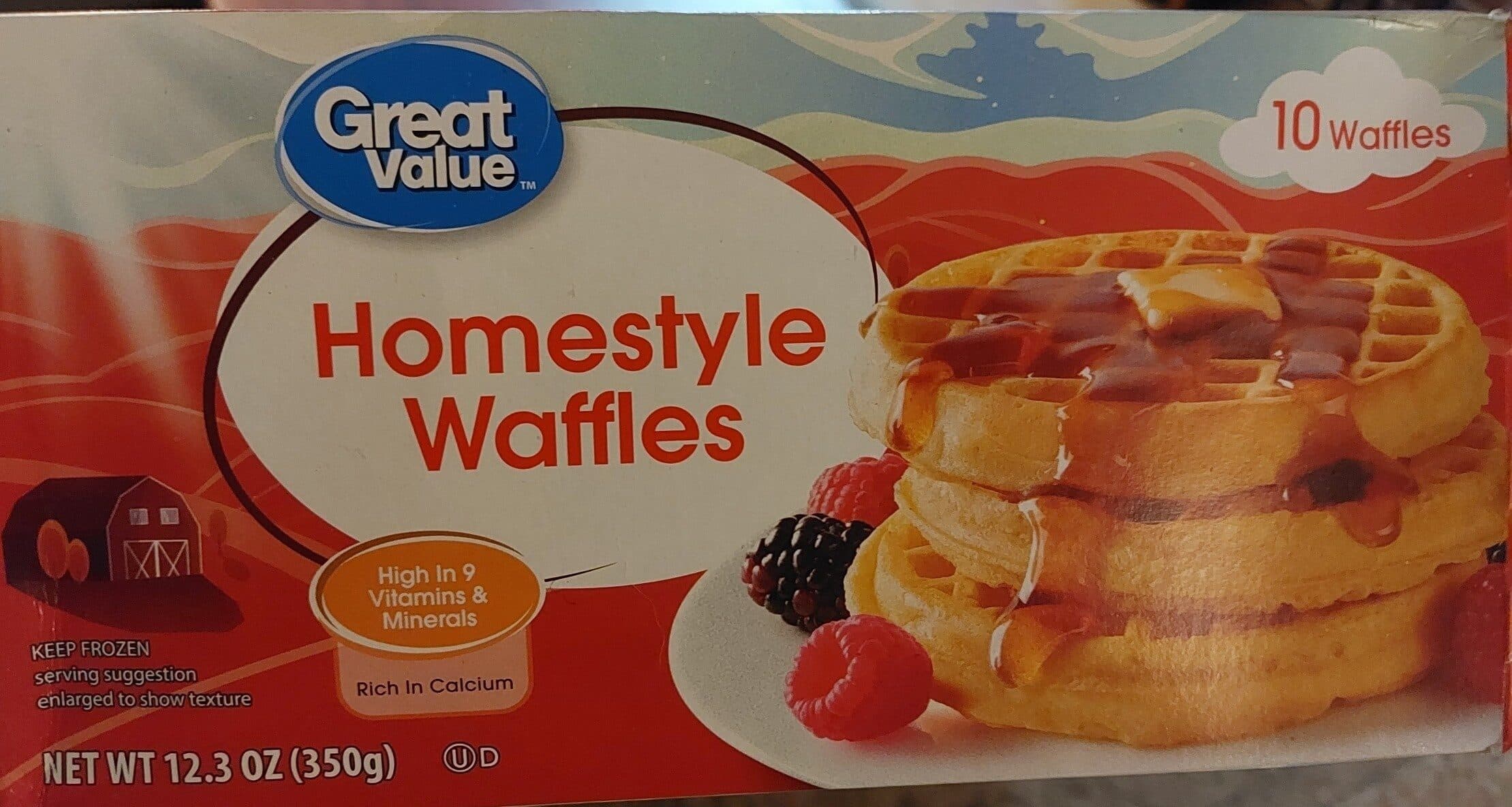 Great Value Great value, homestyle waffles packshot
