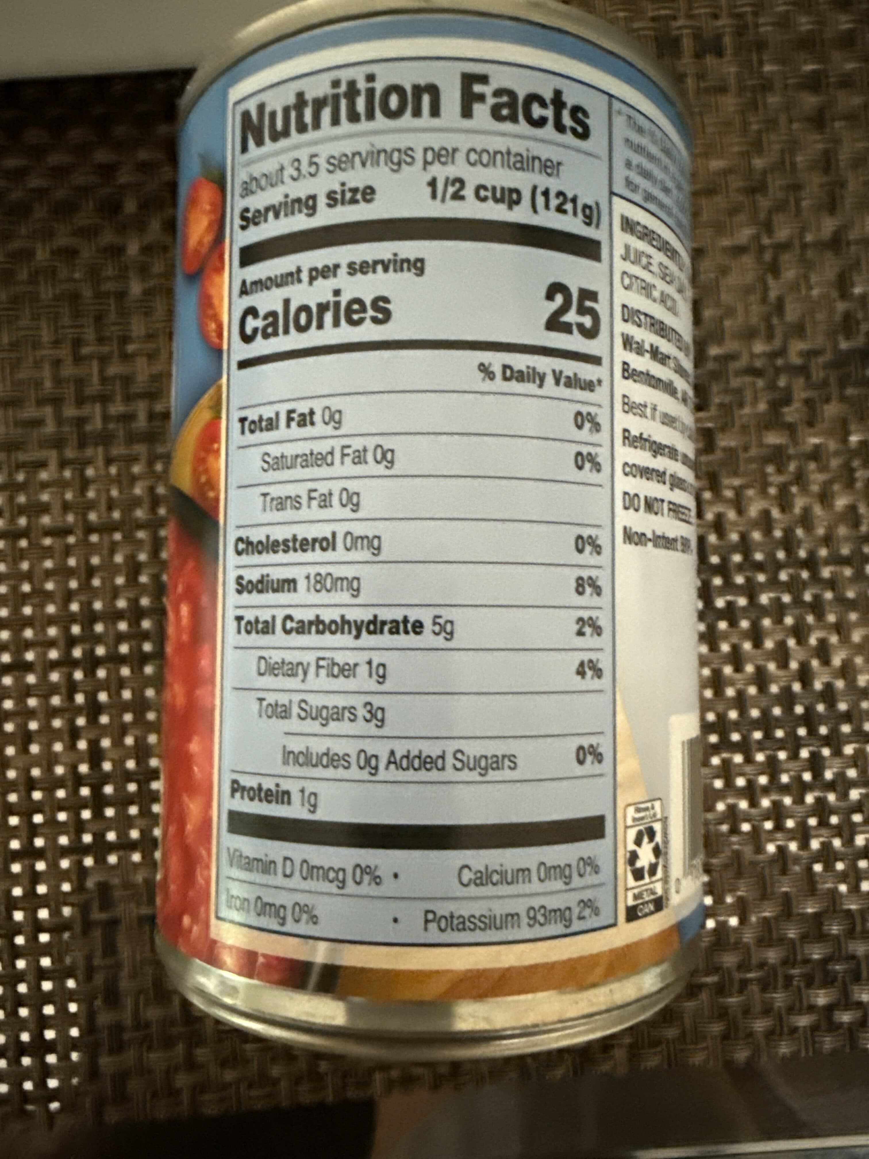 Great Value Petite Diced Tomatoes in tomato juice packshot