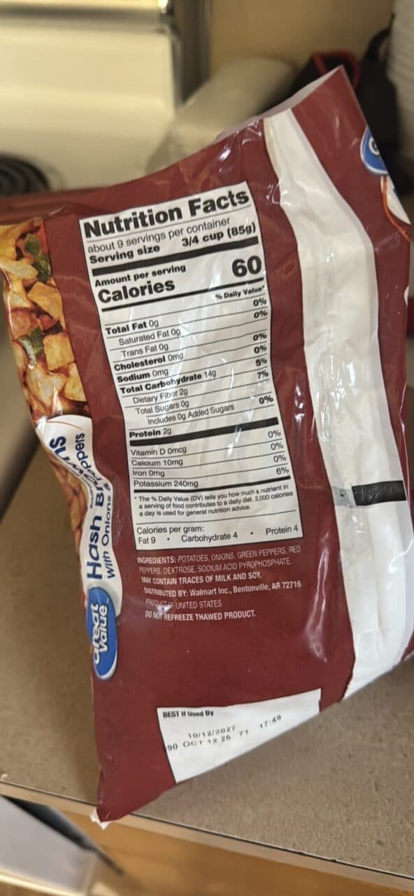 Great Value Hash Browns With Onions & Peppers packshot