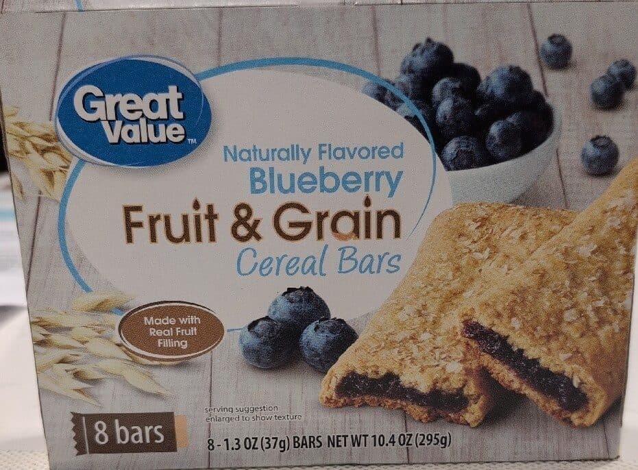 Great Value Blueberry Flavored Fruit & Grain Cereal Bars packshot