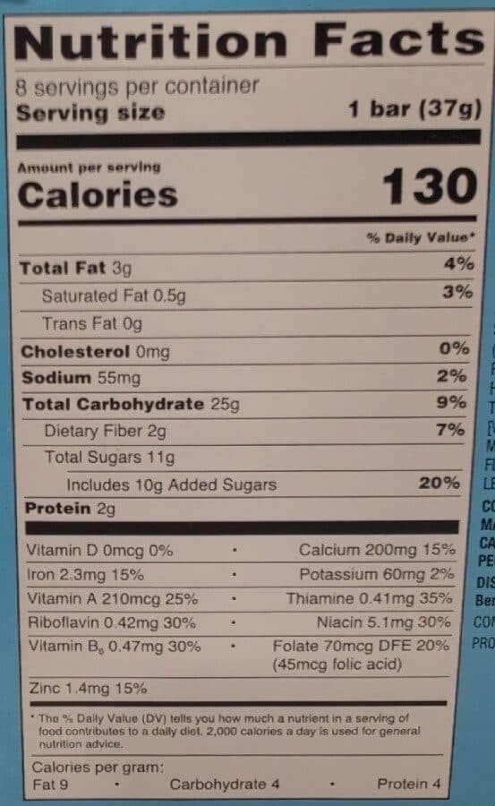 Great Value Blueberry Flavored Fruit & Grain Cereal Bars packshot