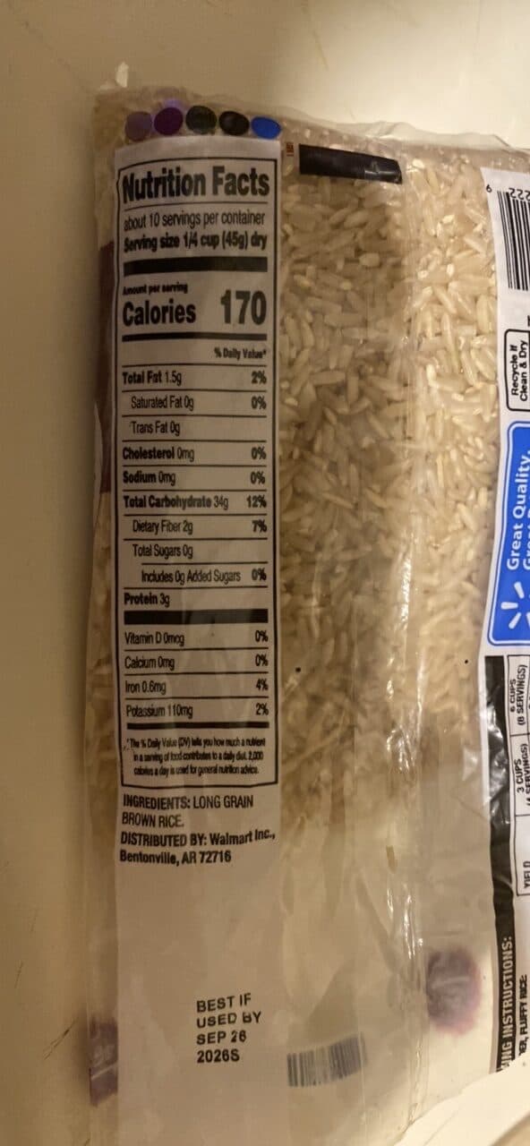 Great Value Natural Brown Long Grain Rice packshot
