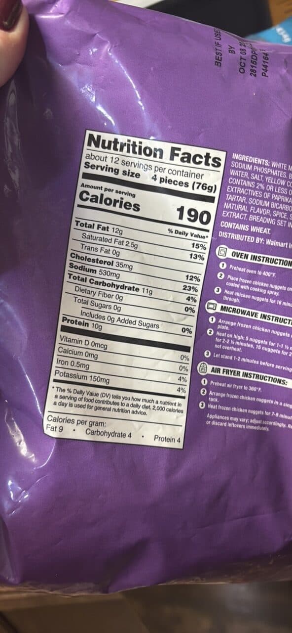 Great Value Fully Cooked Chicken Nuggets packshot